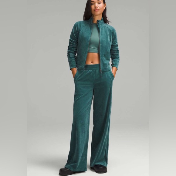 Lululemon Scuba Mid-Rise Wide-Leg Pant Velvet CordStorm Teal new with tags 14